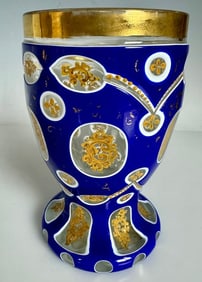 19TH C. ENAMELLED AND GILT MOSER BEAKER