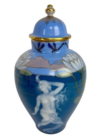 19TH C. MEISSEN PATE SUR PATE VASE AND COVER