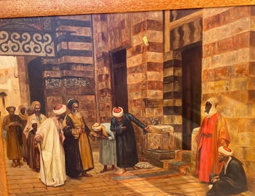 ORIENTALIST OIL PAINTING AFTER ARTHUR VON FERRARIS | ARRIVING AT THE MOSQUE