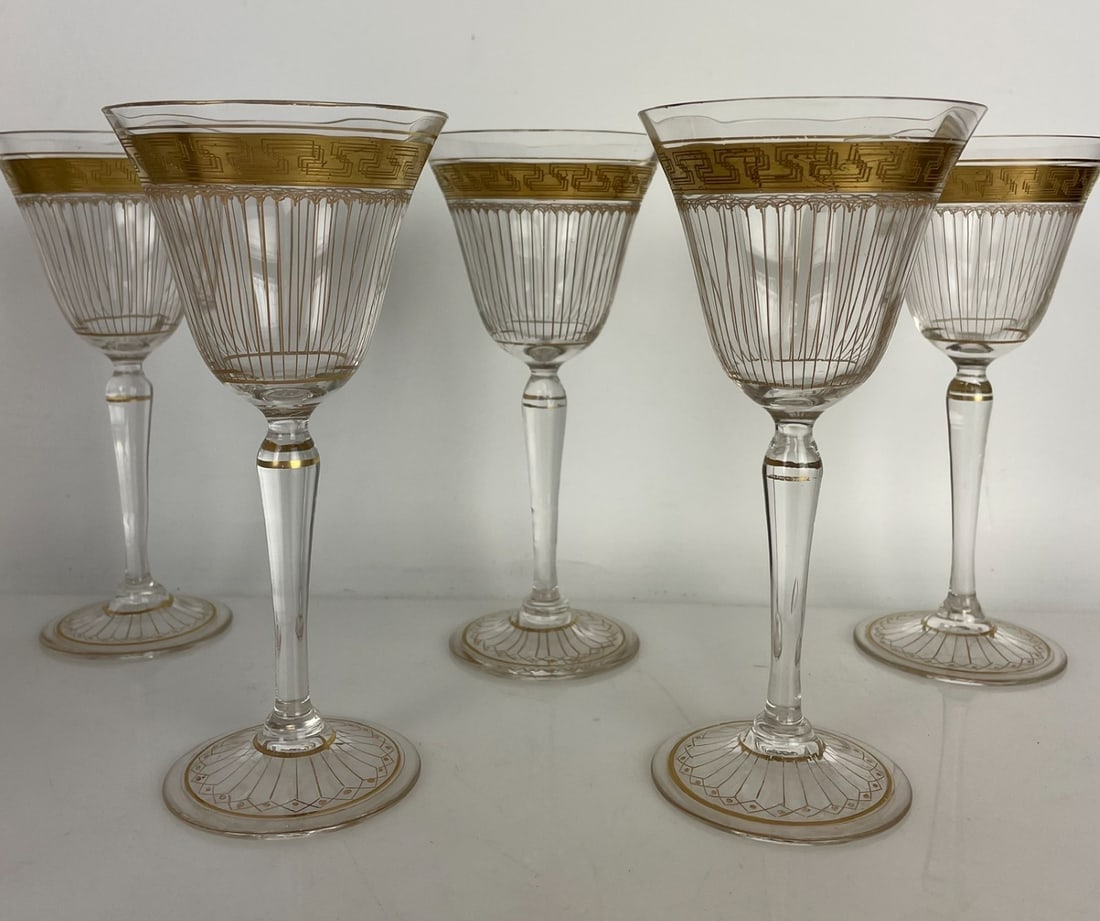 SET OF 5 MOSER WINE GLASSES: Measure 7 inches tall. All in good condition. Estimate $200-300