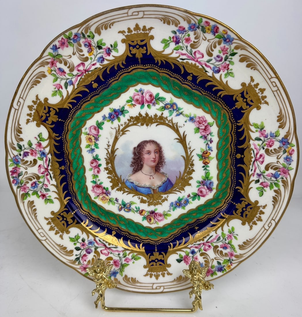 19TH C. SEVRES PLATE: Circa 1880. Measures 10 inches D. In overall good condition. Minor age related gold loss. Estimate $500-600Provenance. Sold Christie’s 1996