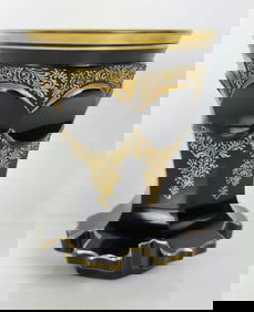 A MOSER GLIT OPAQUE BLACK GLASS BEAKER