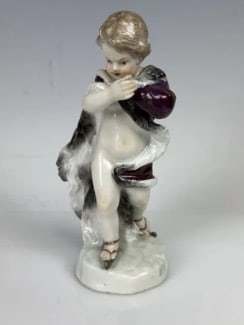 19TH C. MEISSEN FIGURE: Measures 6 inches high. First quality cross swords mark. In excellent condition. Estimate $500-600