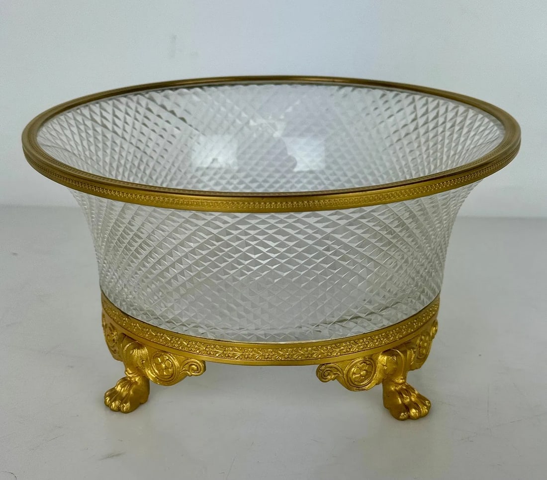 ORMOLU MOUNTED BACCARAT CRYSTAL BOWL: Circa 1900. Measures 8.5 inches d. In perfect condition. Estimate $1000-1200