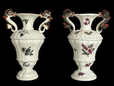 A PAIR OF 18TH C. MEISSEN VASES