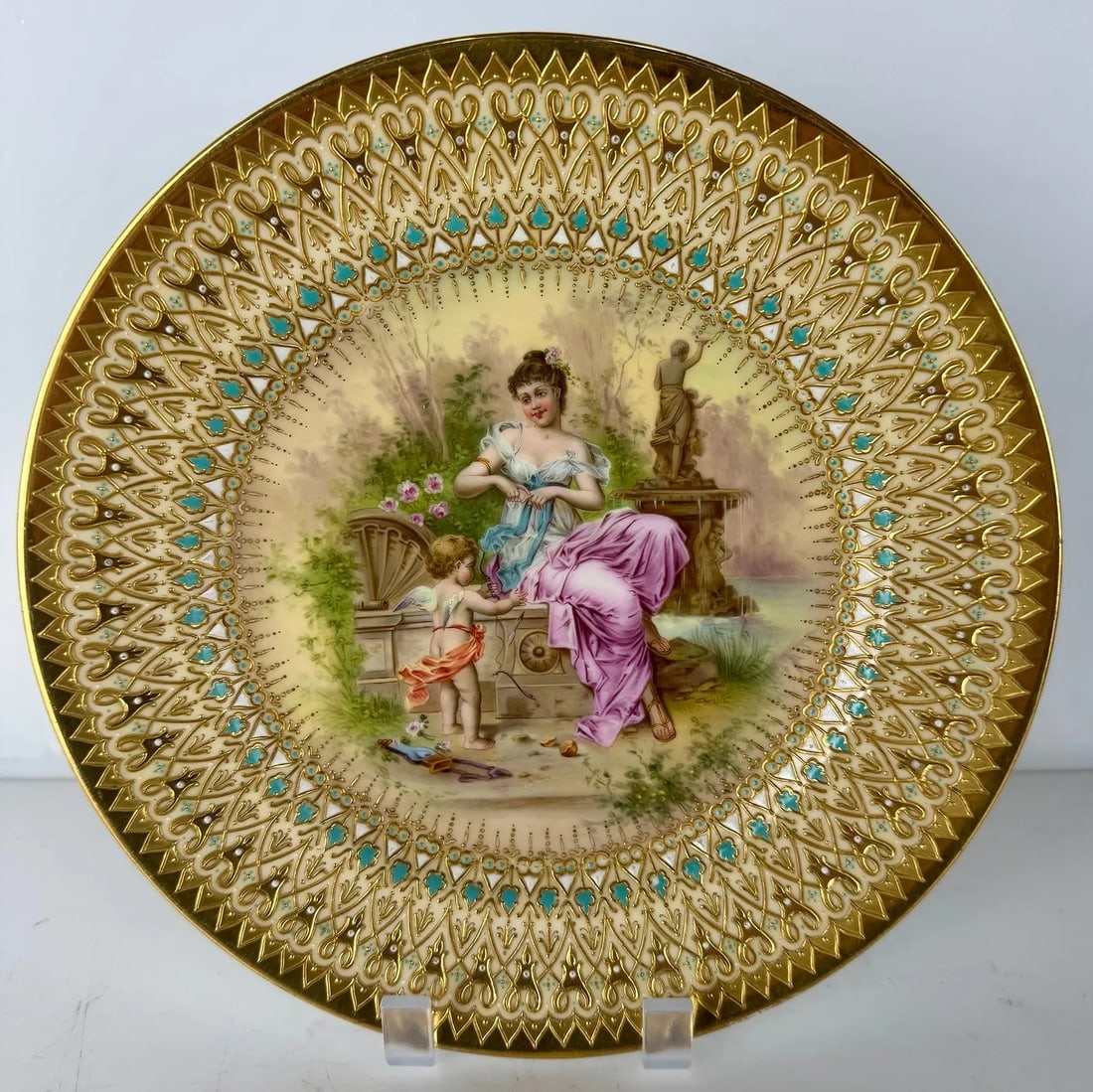 ROYAL VIENNA JEWELLED PORTRAIT PLATE: Circa 1900. Measures 9 inches d. In excellent condition. Estimate $600-800