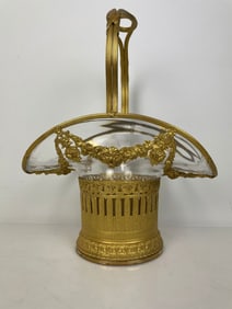 A LARGE ORMOLU MOUNTED BACCART CTYSTAL BASKET