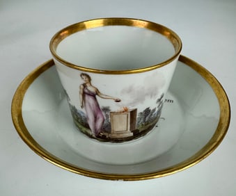 19TH C. NYMPHENBURG CUP AND SAUCER