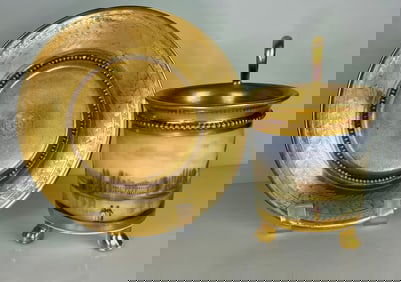 A LARGE 19TH C. CONTINENTAL PORCELAIN  TOPOGRAPHICAL CUP AND SAUCER