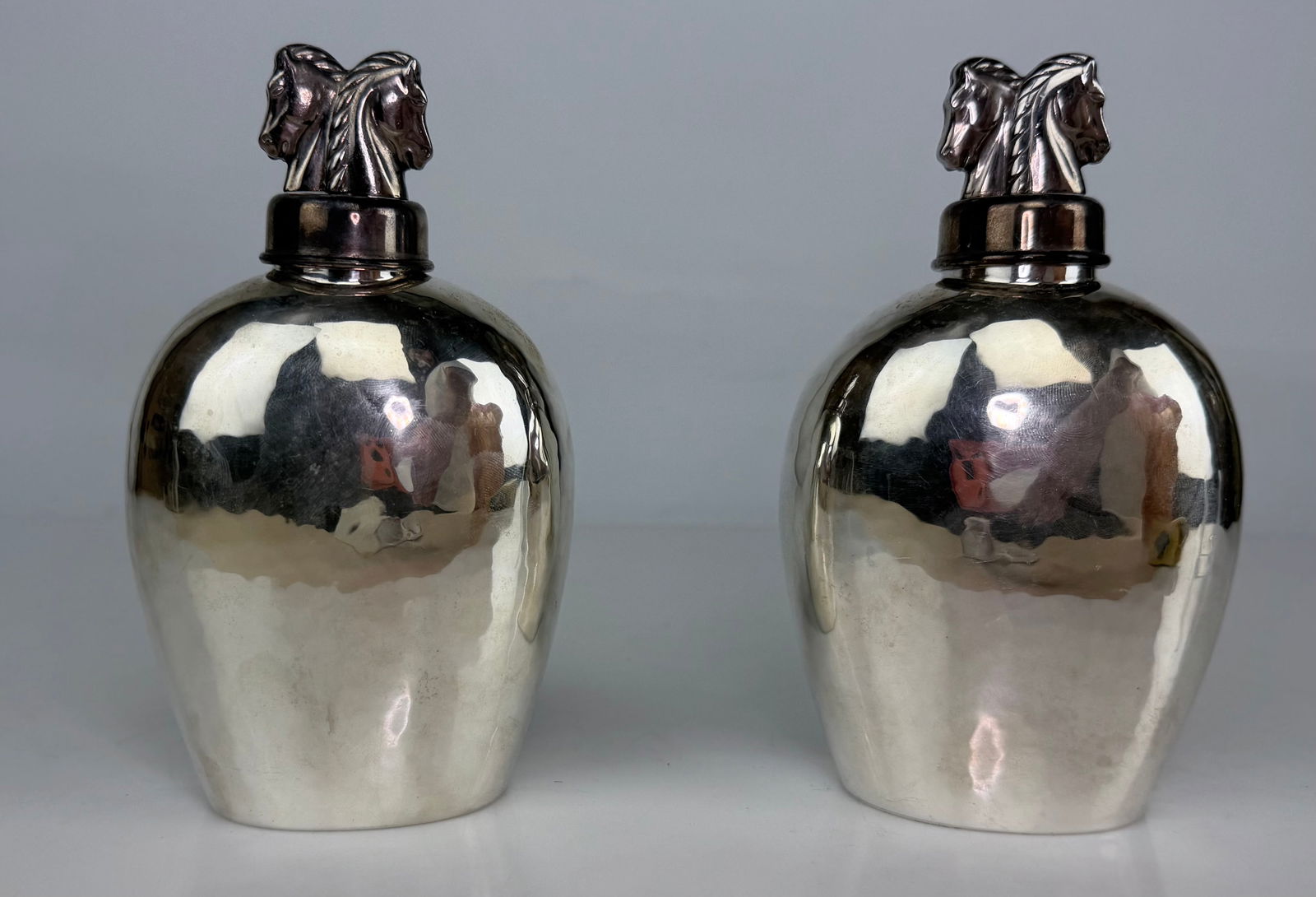 A PAIR OF HAND MADE ALLEN ADLER LIQUOR BOTTLES (1 of 4)
