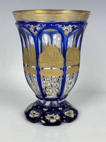 19TH C. ENAMELED AND GILT MOSER BEAKER