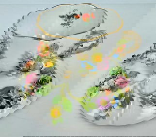 19TH C. FLOWER INCRUSTED CUP AND SAUCER