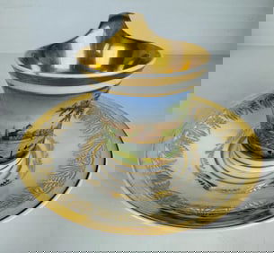 19TH C. BERLIN KPM TOPOGRAPHICAL CUP AND SAUCER