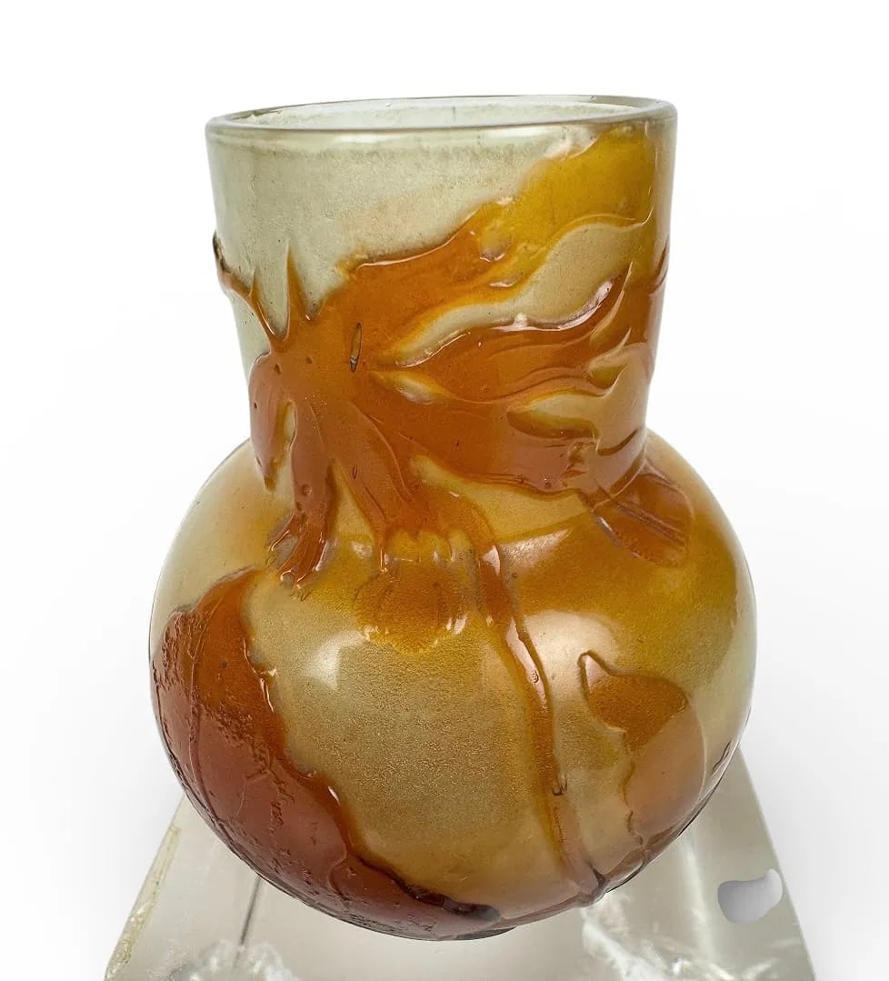 GALLE FIRE POLISHED GLASS VASE: Circa 1900. Measures 3 inches h. In excellent condition. Estimate$600-800