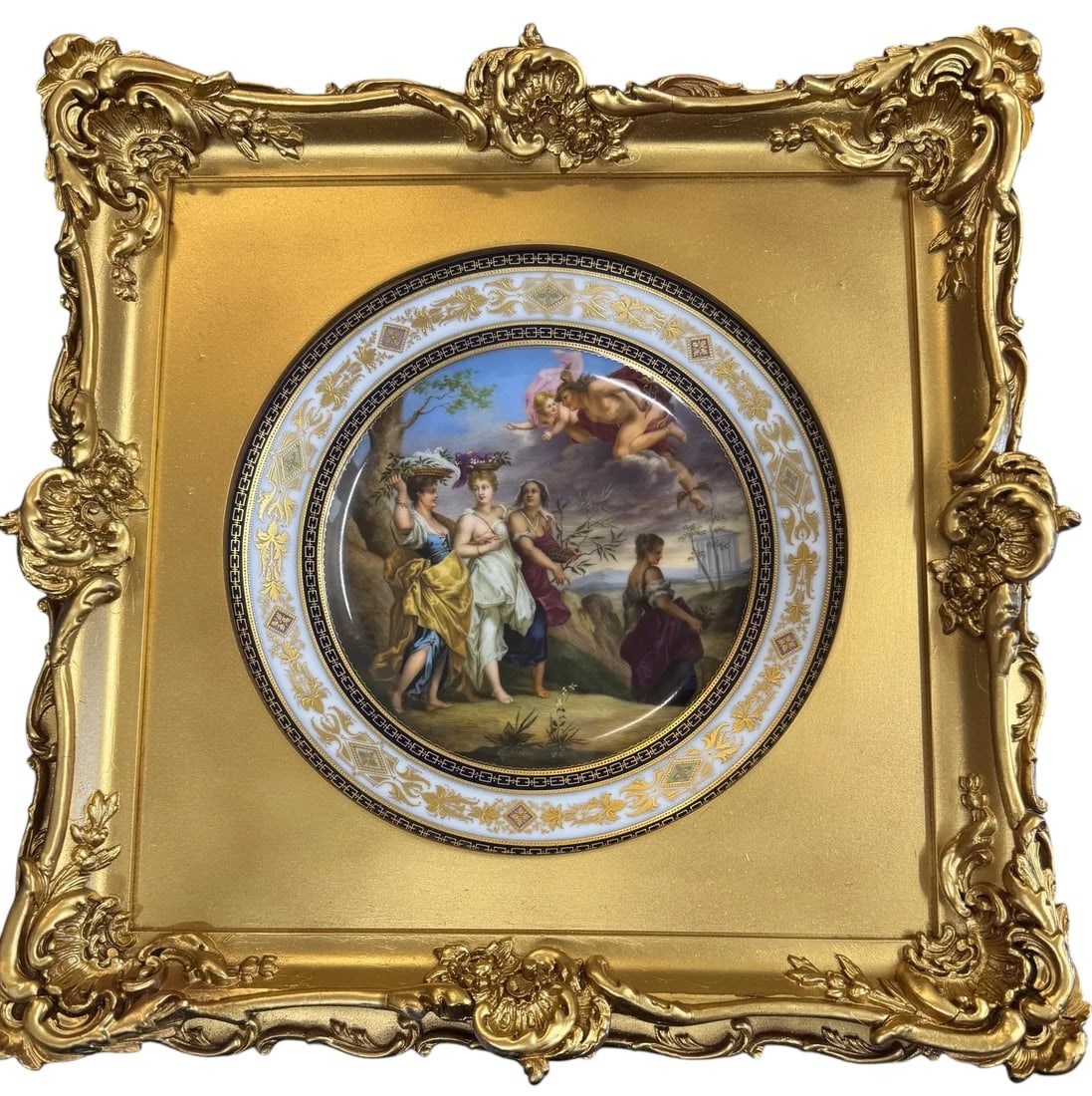 19TH C. ROYAL VIENNA PLATE: Circa 1824. Incised number 24 on back of plate Plate measures 10 inches d. In excellent condition. Estimate $2000-2500
