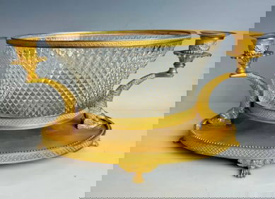 AN EMPIRE STYLE ORMOLU AND BACCARAT CRYSTAL CENTERPIECE