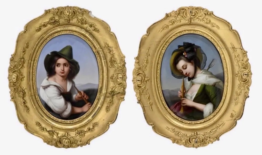 A PAIR OF 19TH C. BERLIN KPM PORCELAIN PLAQUES: Circa 1880. Plaques out of the frame measure 9 inches; x6 inches;. In good antique condition.Estimate $4.000-5.000