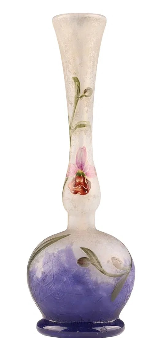 DAUM NANCY VASE: Circa 1900. Measures 14.5 cm. Estimate $2500-3000