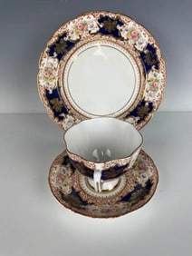 ENGLISH PORCELAIN CUP AND SAUCER & CAKE PLATE SALISBURY