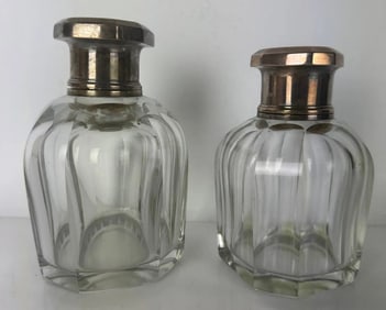 2 BACCARAT CRYSTAL AND STERLING SILVER PERFUME BOTTLES