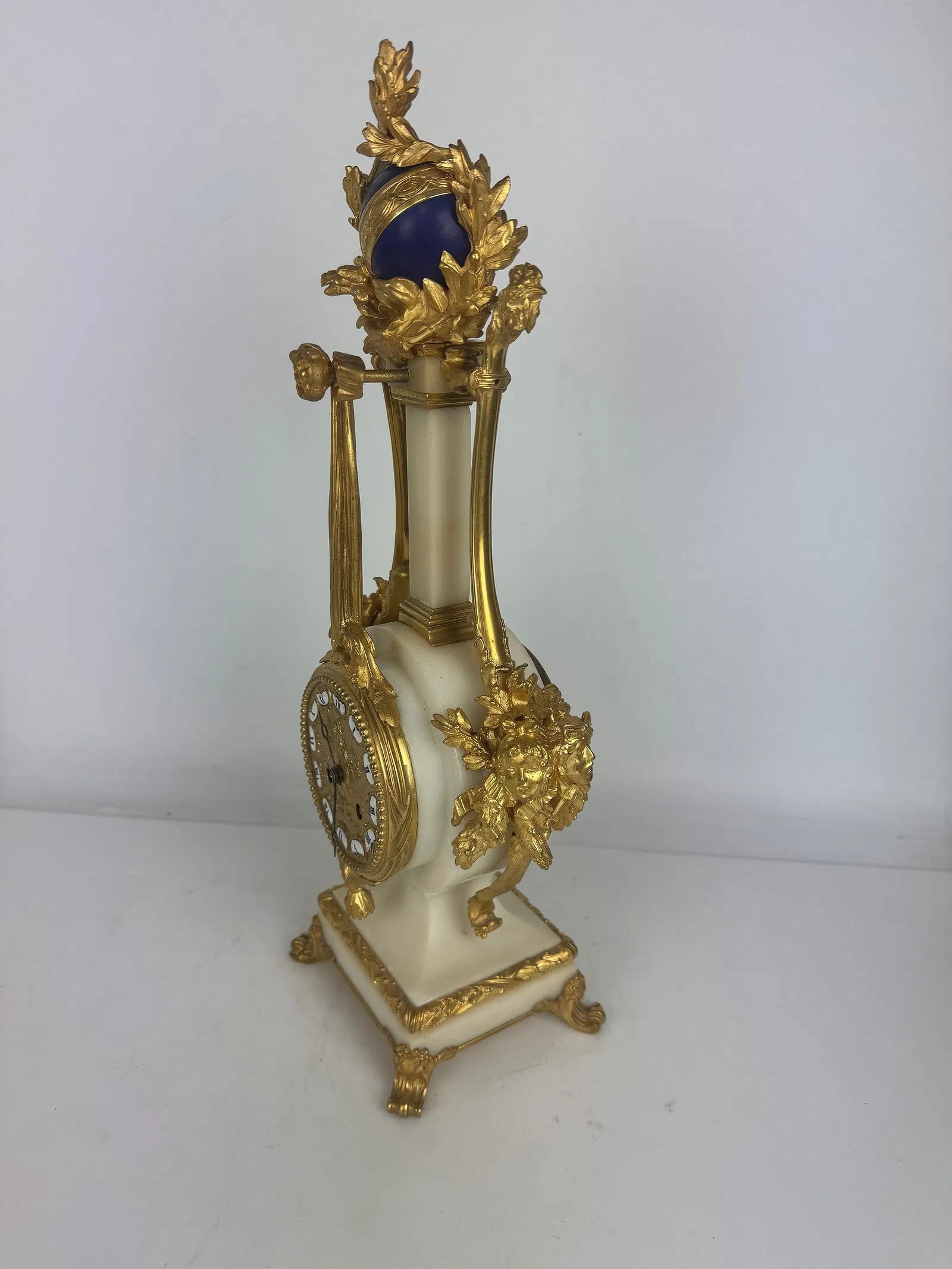 19TH C. ORMOLU MOUNTED MARBLE CLOCK - 5