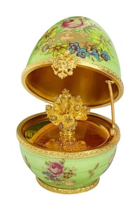 IMPERIAL FABERGE LIMOGE PORCELAIN BOUQUET OF FLOWER EGG