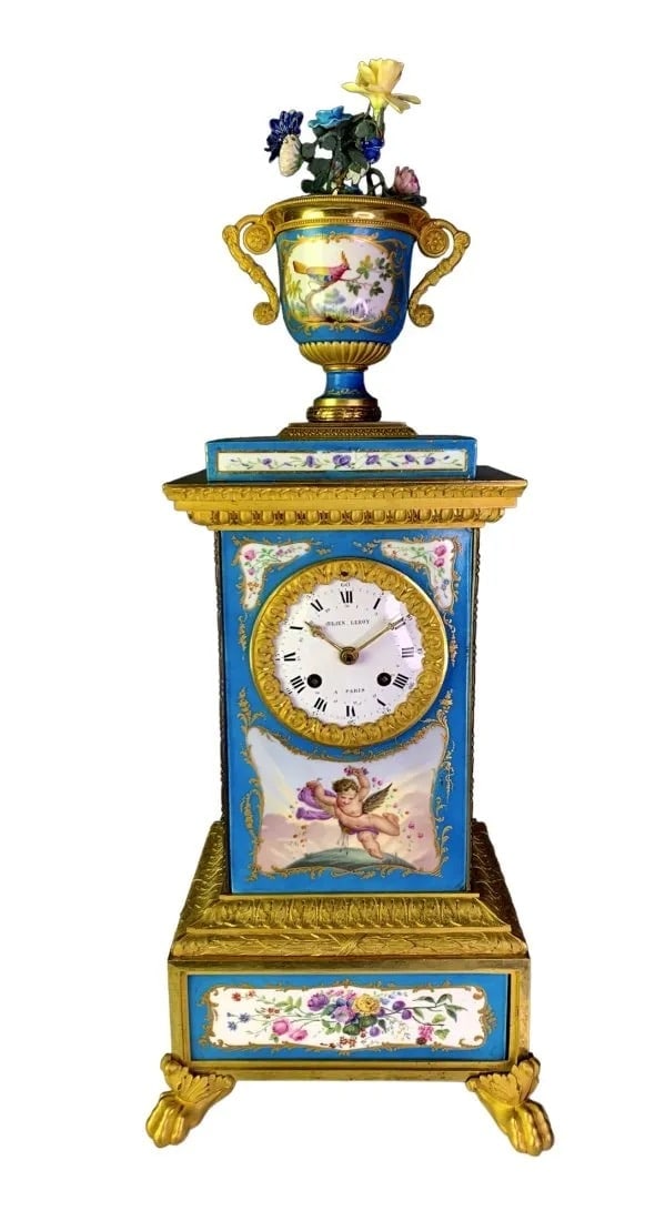18TH C. ORMOLU MOUNTED SEVRES PORCELAIN CLOCK JULIEN LEROY (1 of 6)