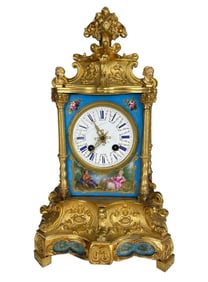 19TH C. ORMOLU AND SEVRES STYLE PORCELAIN CLOCK