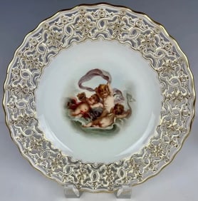 19TH C. MEISSEN RETICULATED PLATE