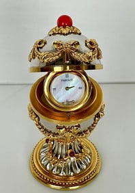 IMPERIAL FABERGE JEWELLED EGG SHAPED CLOCK