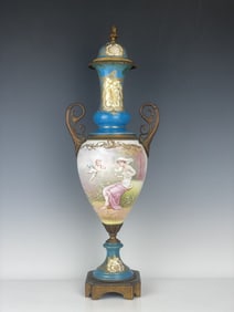 ORMOLU MOUNTED SEVRES PORCELAIN VASE