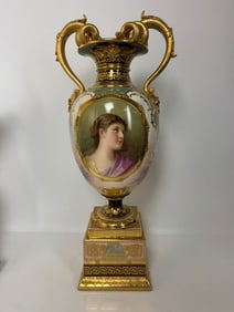 A LARGE ROYAL VIENNA VASE SIGNED WAGNER