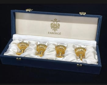 IMPERIAL FABERGE ENAMELED EGG HOLDERS