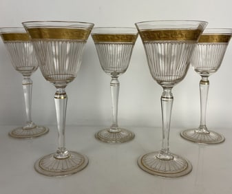 SET OF 5 MOSER WINE GLASSES