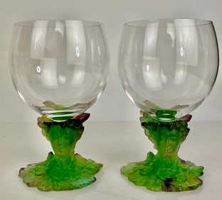 A PAIR OF DAUM PATE DE VERRE CONGAC SNIFTERS