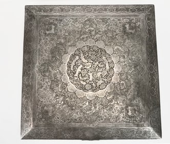 A VERY LARGE PERSIAN STERLING SILVER BOX CIRCA 1950