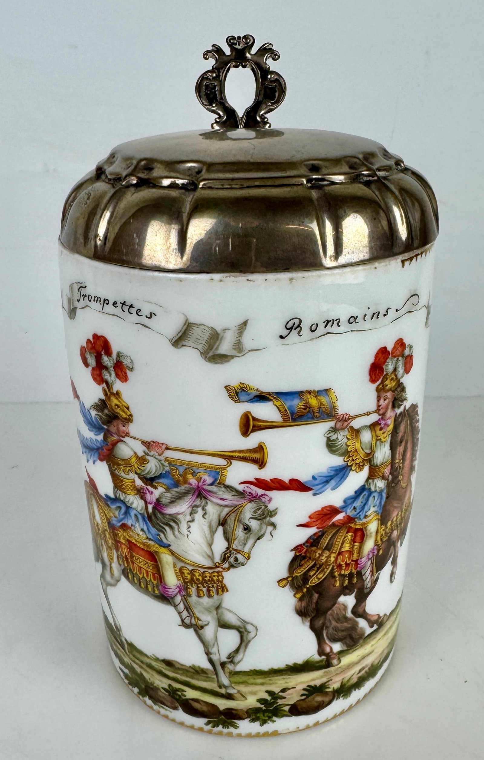 19TH C. SILVER TOP MEISSEN PORCELAIN STEIN.: In excellent condition. Estimate 1500-2000