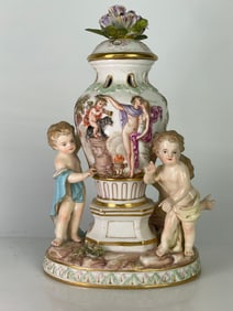19TH C. MEISSEN VASE AND COVER
