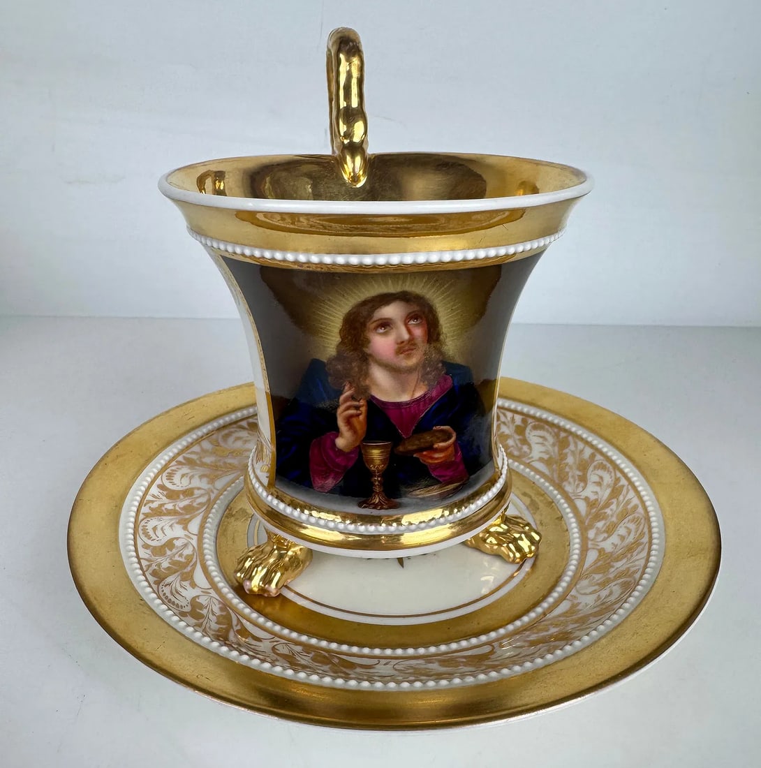 19TH C. BERLIN KPM CUP AND SAUCER: In excellent condition. Estimate $800-1000