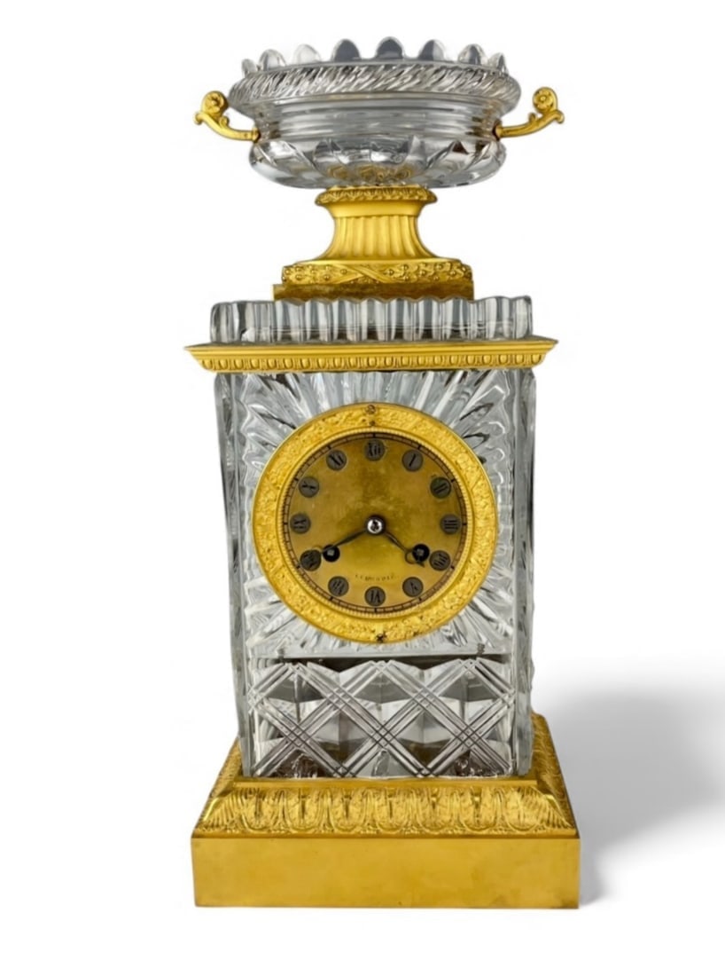 19TH C. ORMOLU MOUNTED BACCARAT CRYSTAL CLOCK - 5