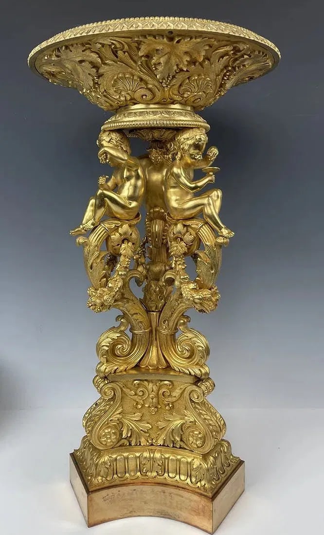 A MAGNIFICENT CHARLES X ORMOLU CENTERPIECE: Circa 1850. Original gilding. Measures 24 inches tall. . In good antique condition .Estimate $15.000-20.000