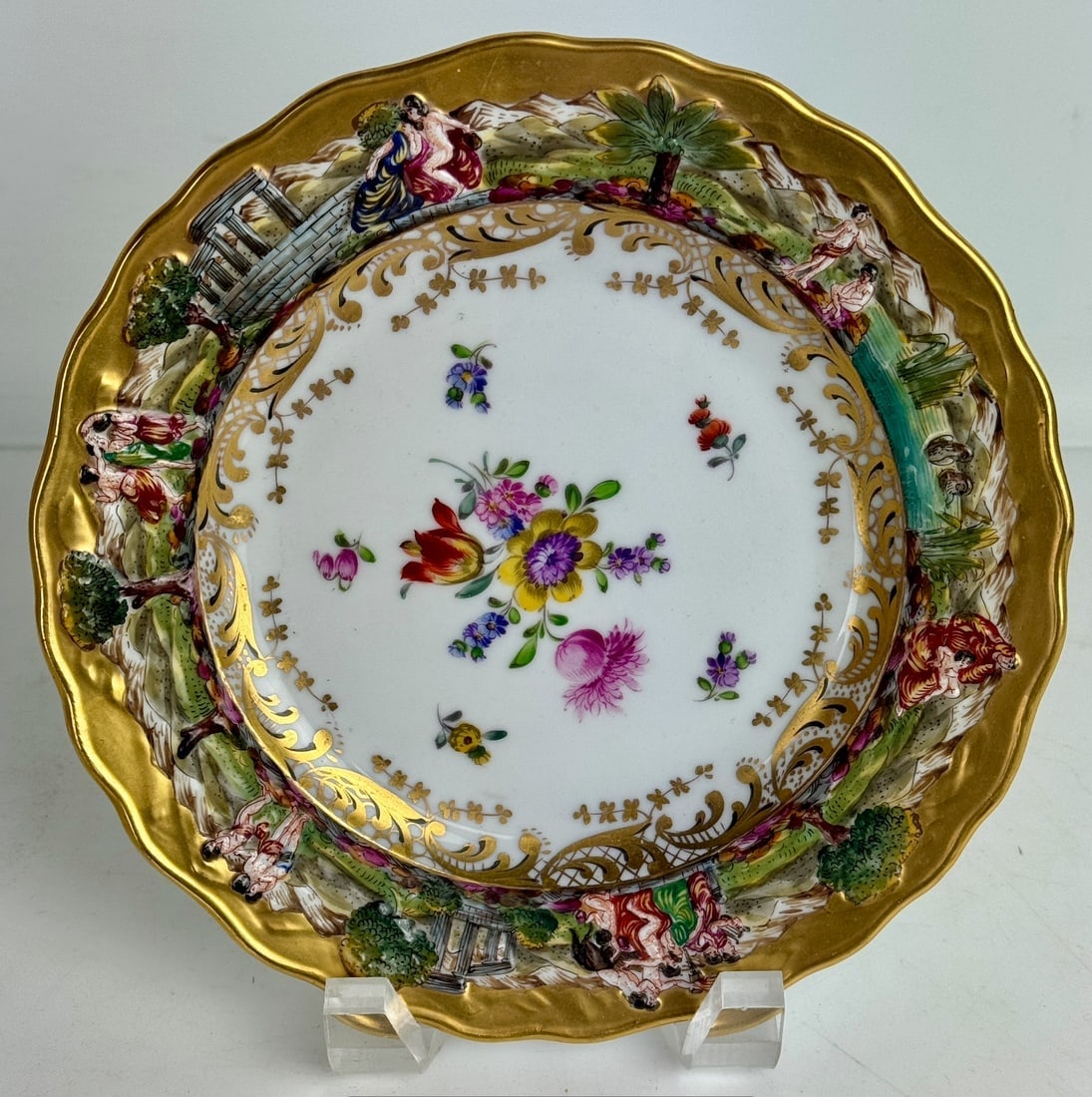 19Th c. CAPODIMONTE PORCELAIN PLATE: Measures 8 inches d. In perfect condition. Estimate $200-300