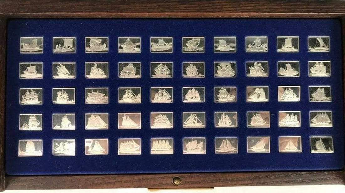 FRANKLIN MINT SILVER IGNOTS OF GREATEST SAILING SHIPS (1 of 3)