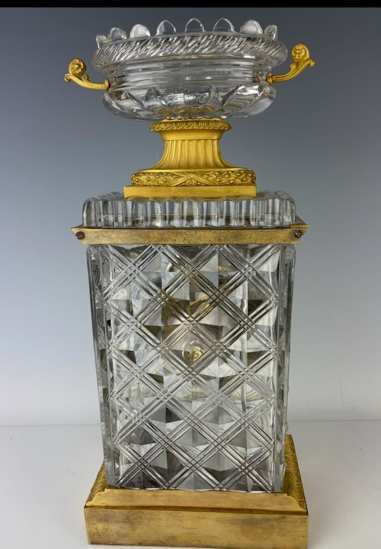 19TH C. ORMOLU MOUNTED BACCARAT CRYSTAL CLOCK - 2