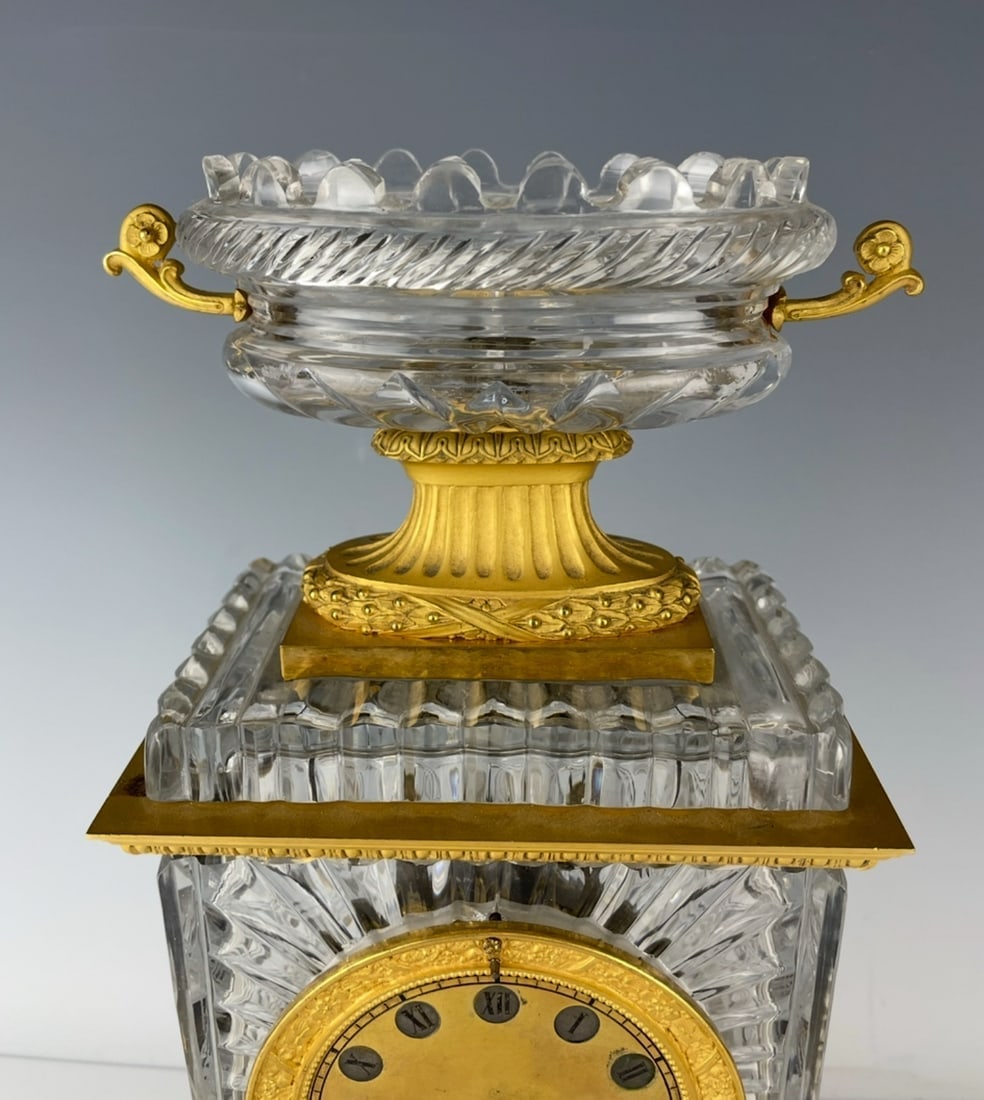 19TH C. ORMOLU MOUNTED BACCARAT CRYSTAL CLOCK - 4