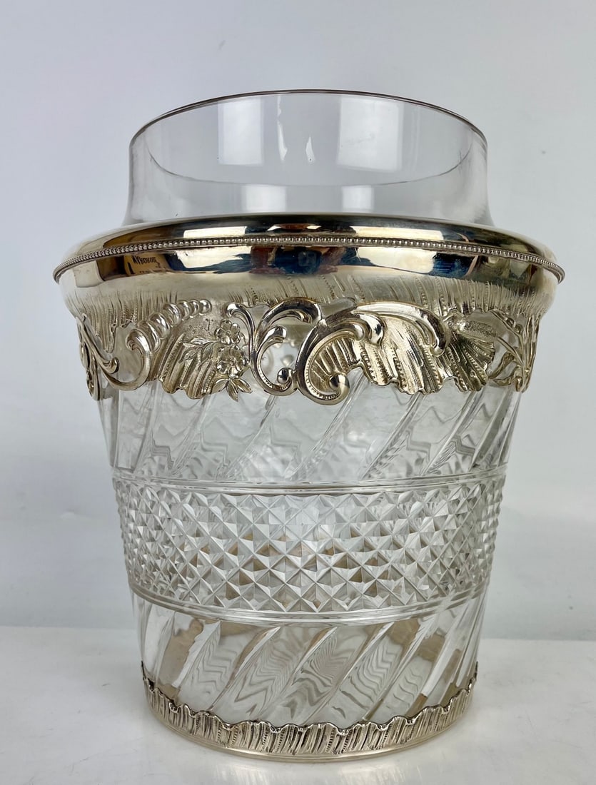 CONTINENTAL SILVER AND CUT CRYSTAL CHAMPAGNE BUCKET (1 of 4)