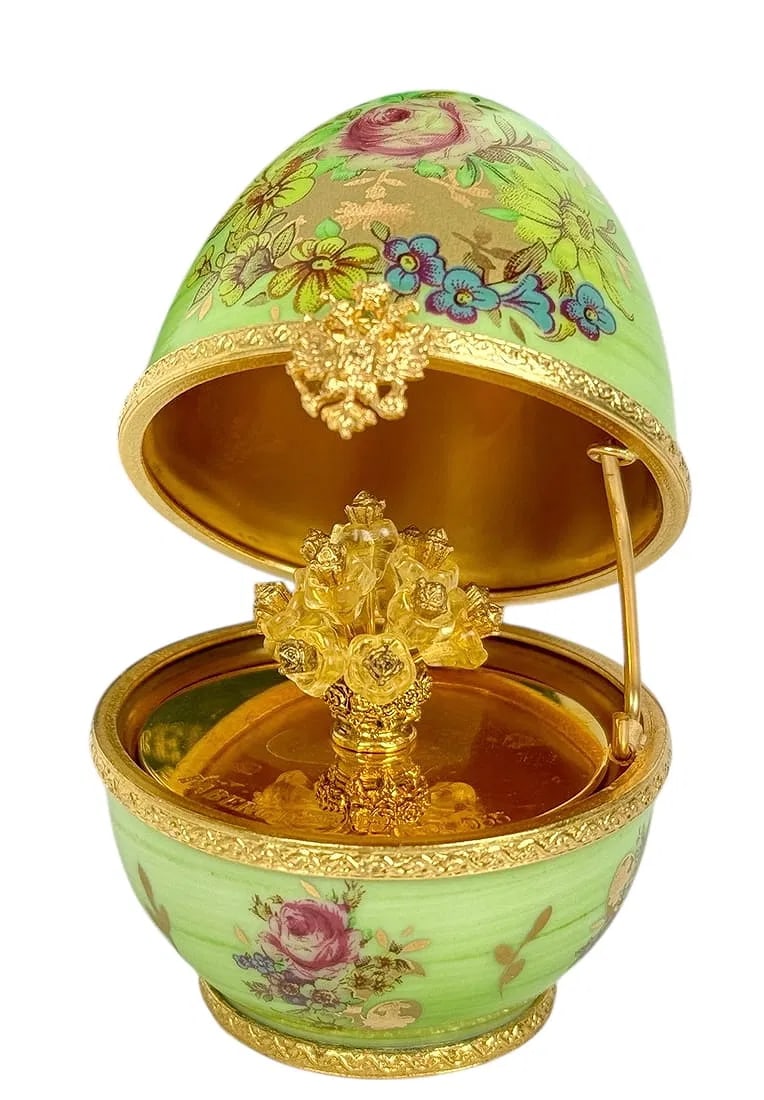 IMPERIAL FABERGE LIMOGE PORCELAIN BOUQUET OF FLOWER EGG: In original presentation box, with COA. In excellent condition. Estimate $800-1000