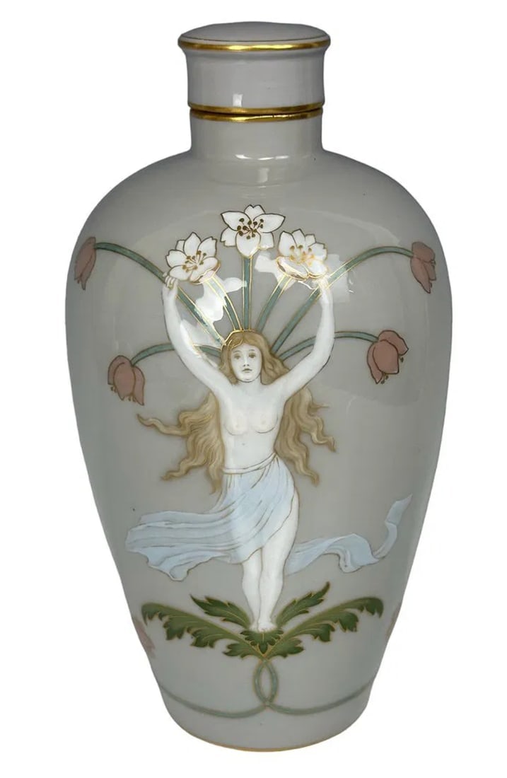 AN IMPORTANT MEISSEN PATE SUR PATE VASE BY RUDOLF HENTSCHEL: Circa 1902-1905. Measures 9 inches high. Pictured in Meissen art nouveau book. In good condition.Estimate $10000-12000