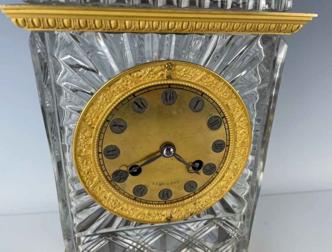 19TH C. ORMOLU MOUNTED BACCARAT CRYSTAL CLOCK - 3