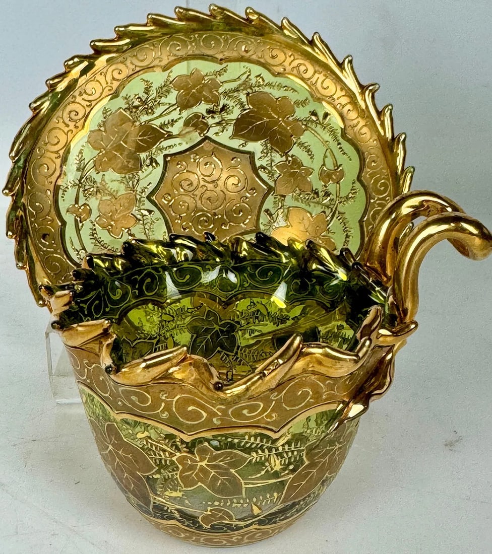 19TH C. MOSER CUP AND SAUCER: Saucer 5 inches d. In excellent condition. Estimate $400-500